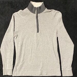 HUGO BOSS Men's Regular Fit Gray Quarter Zip Long Sleeve Sweater Pullover